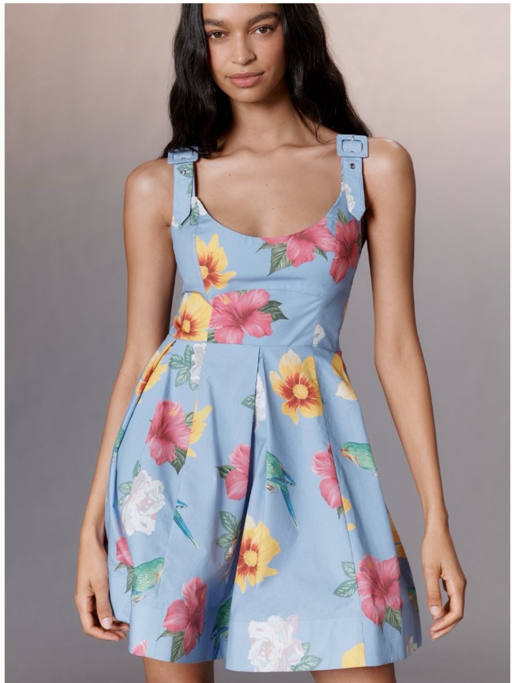 NWT Anthropologie Maeve Scoop-Neck Floral Cotton Mini Dress
